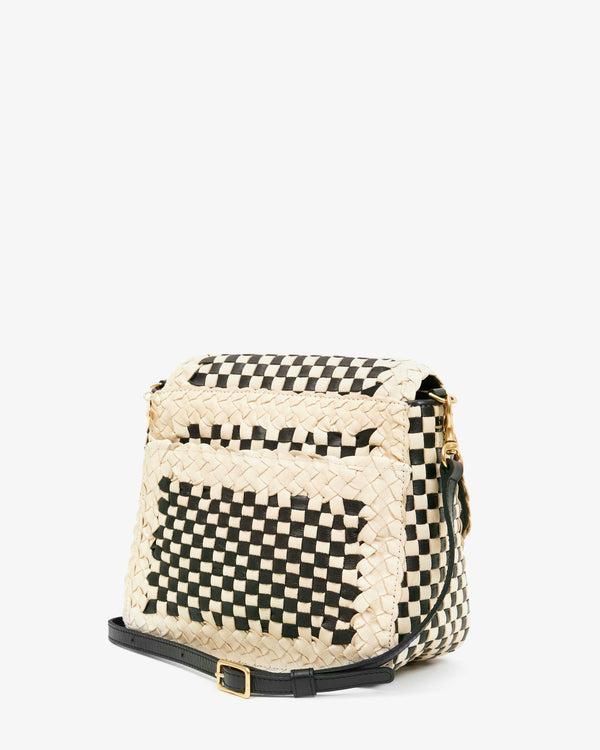 Clare Vivier Louis Cream/Black Border Woven Checker