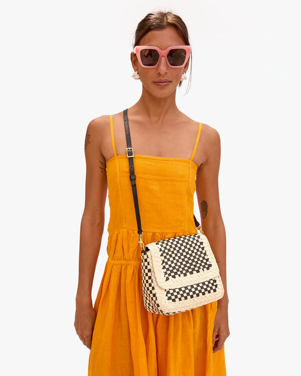 Clare Vivier Louis Cream/Black Border Woven Checker
