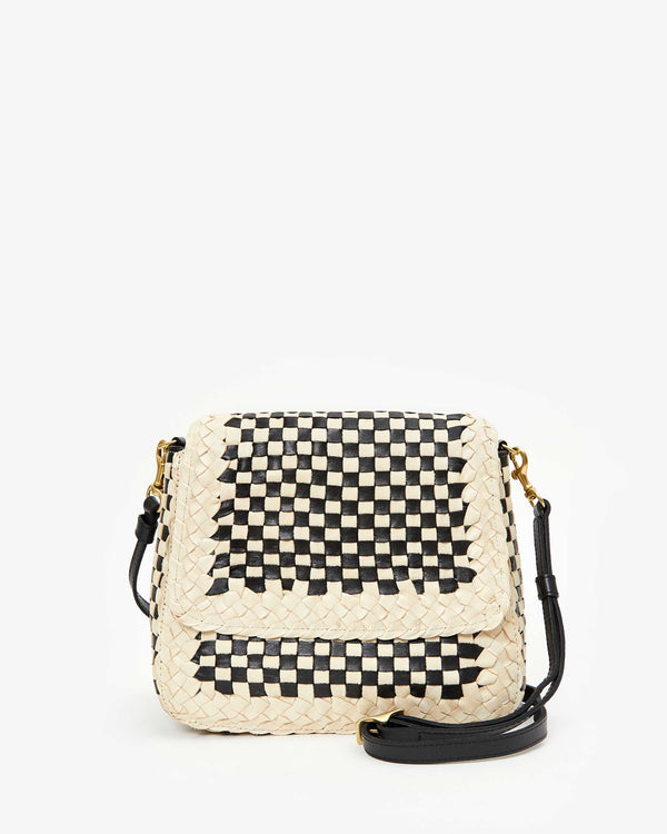 clare vivier Louis Cream/Black Border Woven Checker