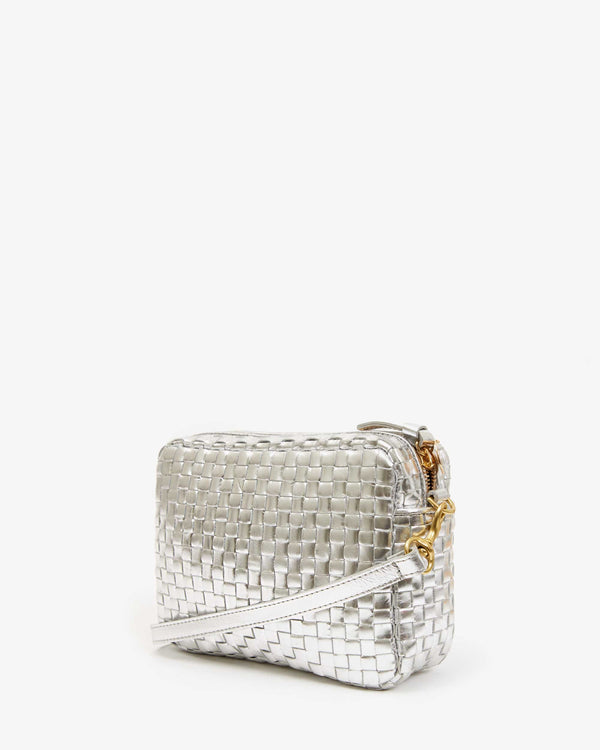 Clare Vivier Midi Sac Silver Specchio Woven Checker