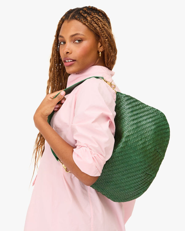 Clare Vivier Moyen Messenger Evergreen Woven Zig-Zag