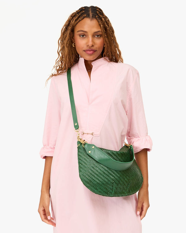 Clare Vivier Moyen Messenger Evergreen Woven Zig-Zag