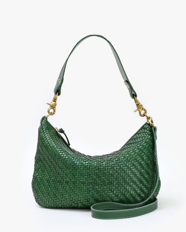clare vivier Moyen Messenger Evergreen Woven Zig-Zag
