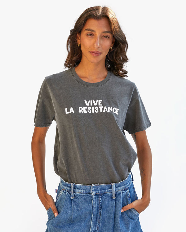 clare vivier Original Tee Faded Black w/ Cream Vive La Resistance / XS