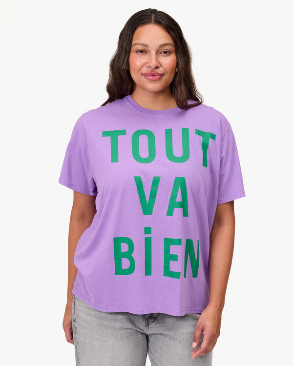 Clare Vivier Original Tee Faded Wild Purple W/ Green Tout Va Bien / XS