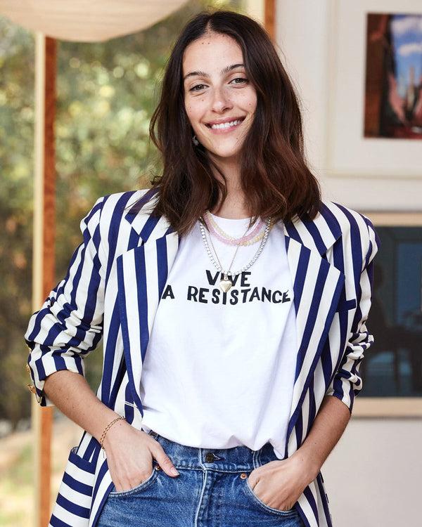 clare vivier Original Tee White w/ Black Vive La Resistance / XS