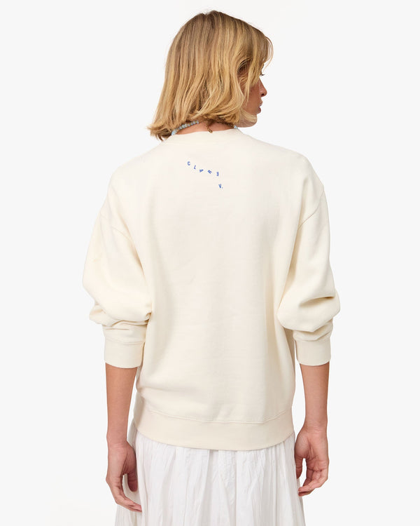 Clare Vivier Oversized Sweatshirt Cream W/ Cobalt Liberez Les Sardines / XS