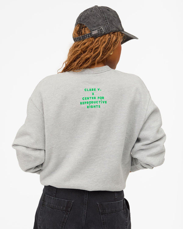 Clare Vivier Oversized Sweatshirt Light Heather Grey W/ Green Égalité / XS