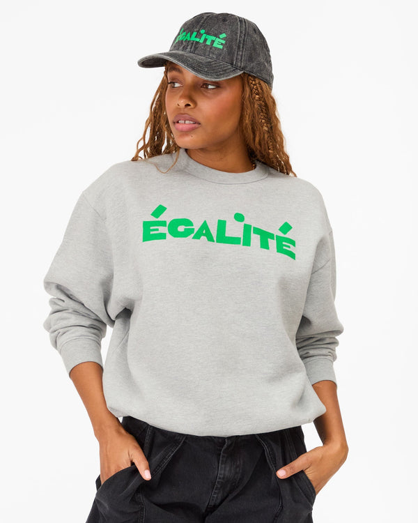 clare vivier Oversized Sweatshirt Light Heather Grey w/ Green Égalité / XS