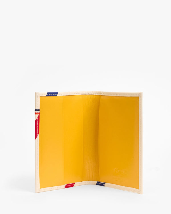Clare Vivier Passport Sleeve Cream W/ Navy/Poppy Diagonal Stripes