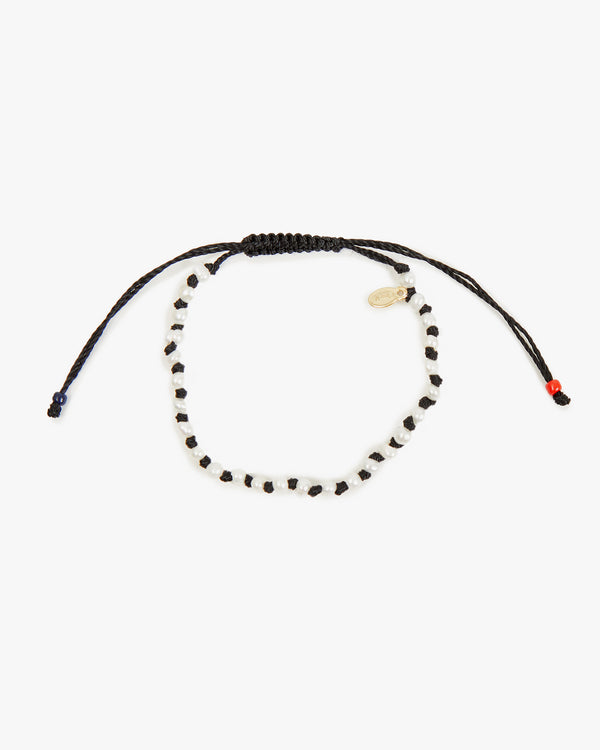 clare vivier Petit Pearl Beaded Bracelet Cream/Black