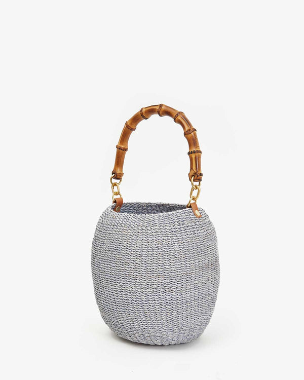 Clare Vivier Pot De Miel W/ Bamboo Handle Powder Blue