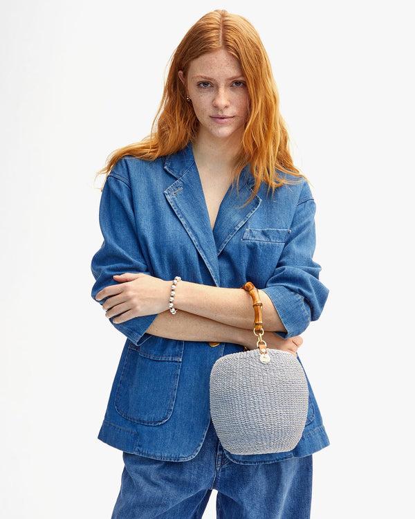 Clare Vivier Pot De Miel W/ Bamboo Handle Powder Blue