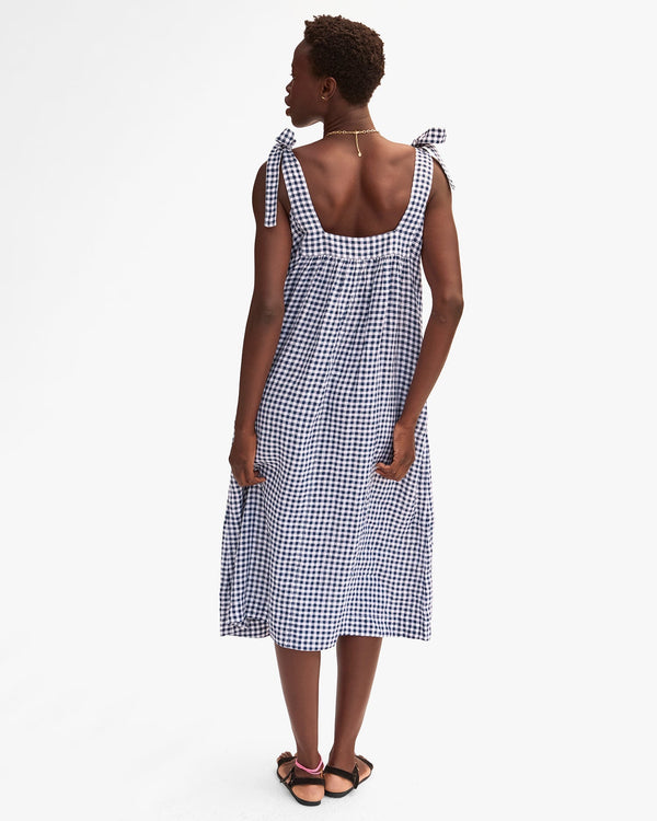 Clare Vivier Rosalie Dress Navy/White Linen Gingham / XS/S