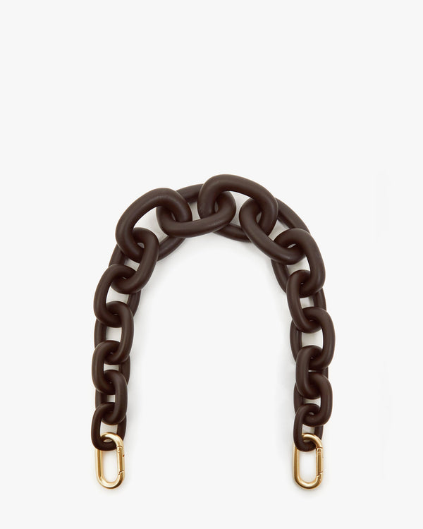clare vivier Shortie Strap Chocolate Gradual Link Matte Resin