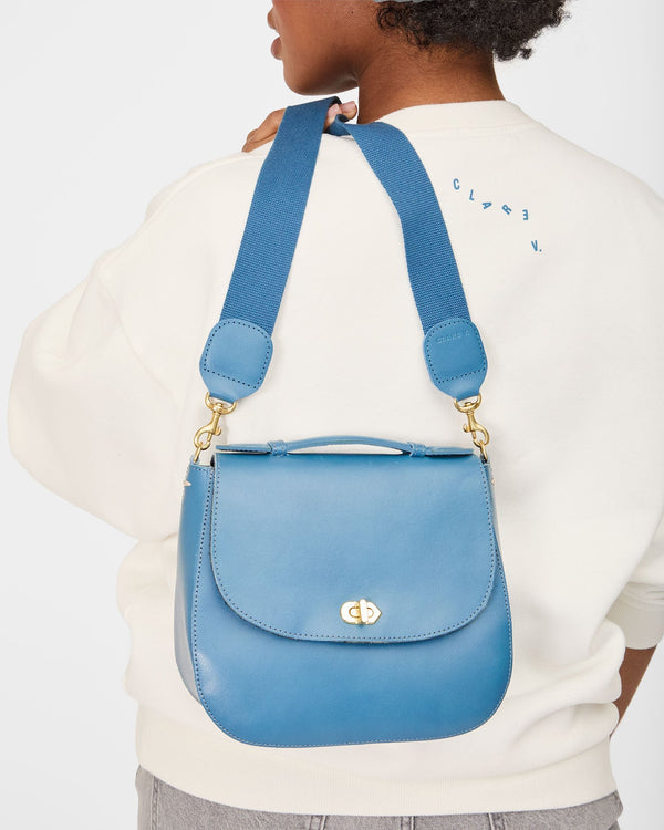 Clare Vivier Shoulder Strap Desert Blue Cotton Webbing
