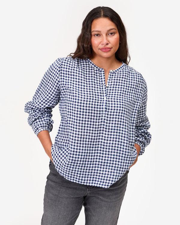 Clare Vivier St. Martin Top Navy/White Linen Gingham / XS