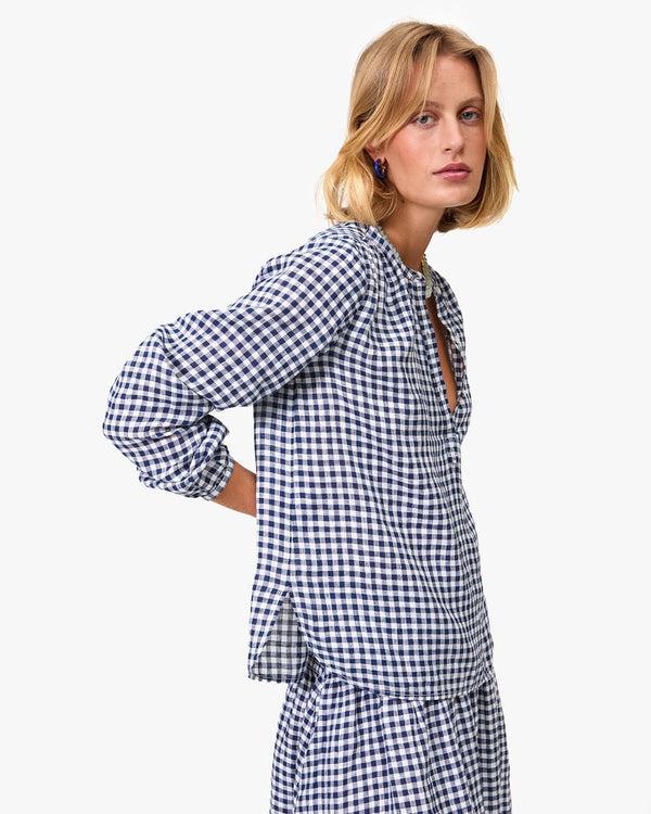 Clare Vivier St. Martin Top Navy/White Linen Gingham / XS