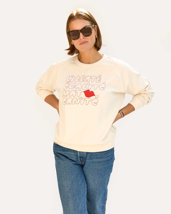 clare vivier Sweatshirt Cream w/ Liberté Égalité Maternité / XS