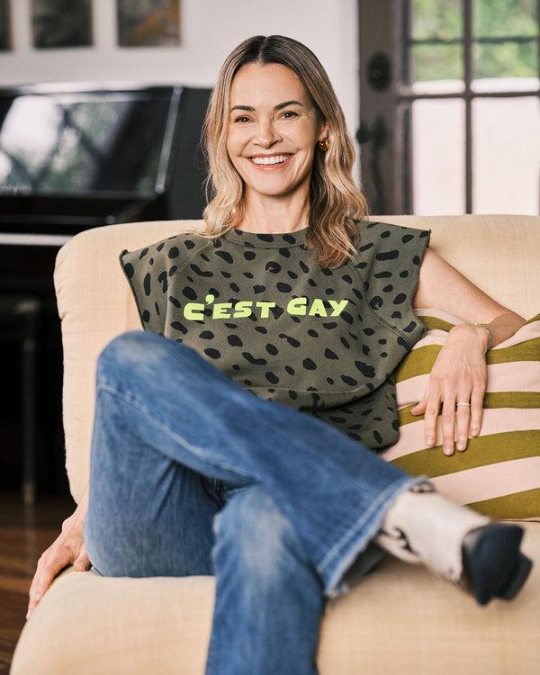 Clare Vivier Sweatshirt Vest Army Jaguar W/ Neon Yellow C'est Gay / XS