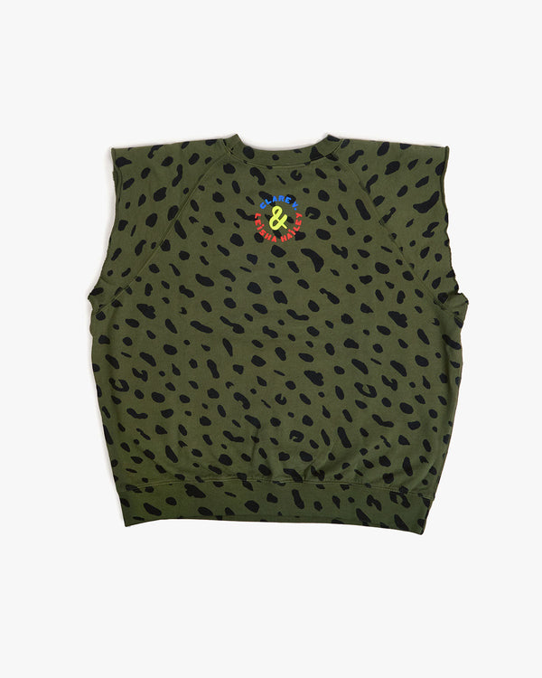 Clare Vivier Sweatshirt Vest Army Jaguar W/ Neon Yellow C'est Gay / XS