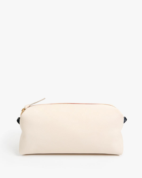 clare vivier Toiletry Case Cream Chantal w/ Navy Loops