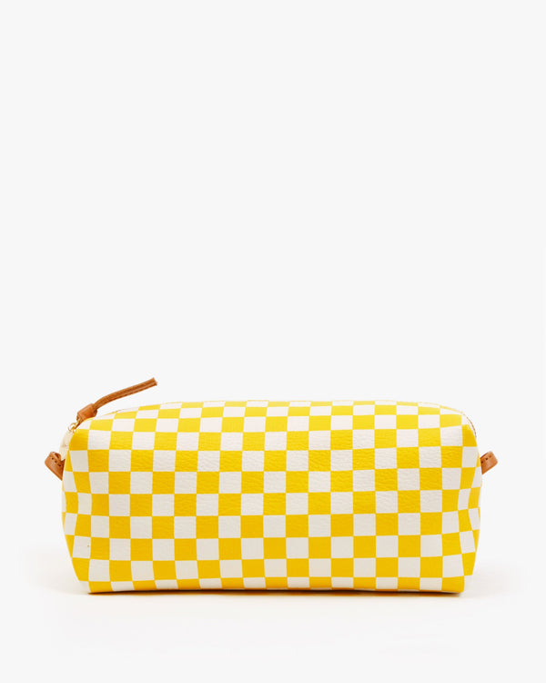 clare vivier Toiletry Case Snapdragon/Cream Checker
