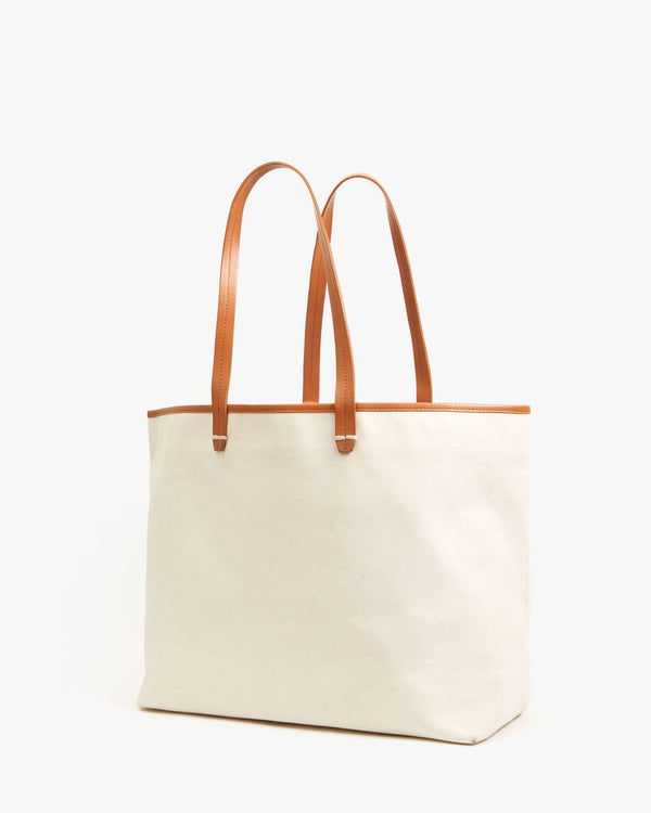 Clare Vivier Volie Natural Canvas W/ Caribbean Navy/Persimmon St. Barth