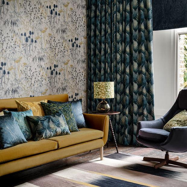clarissa Hulse Woodland Fern Velvet – Ink Blue