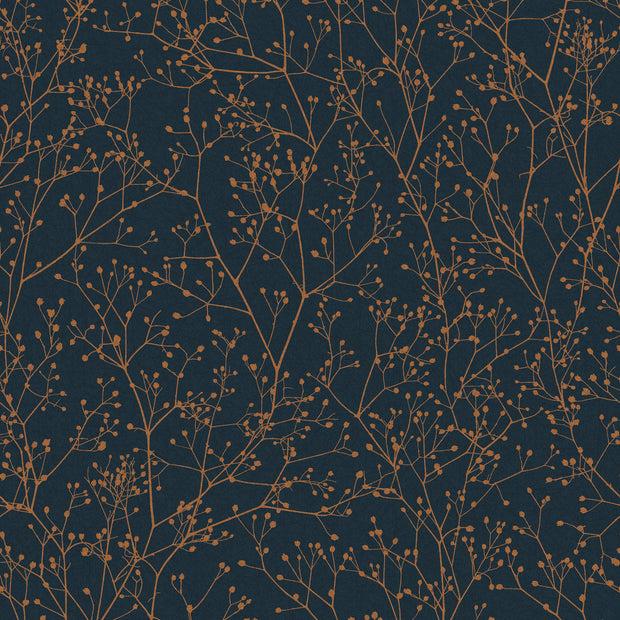 Clarissa Hulse Gypsophila Wallpaper - Midnight & Copper (120381)