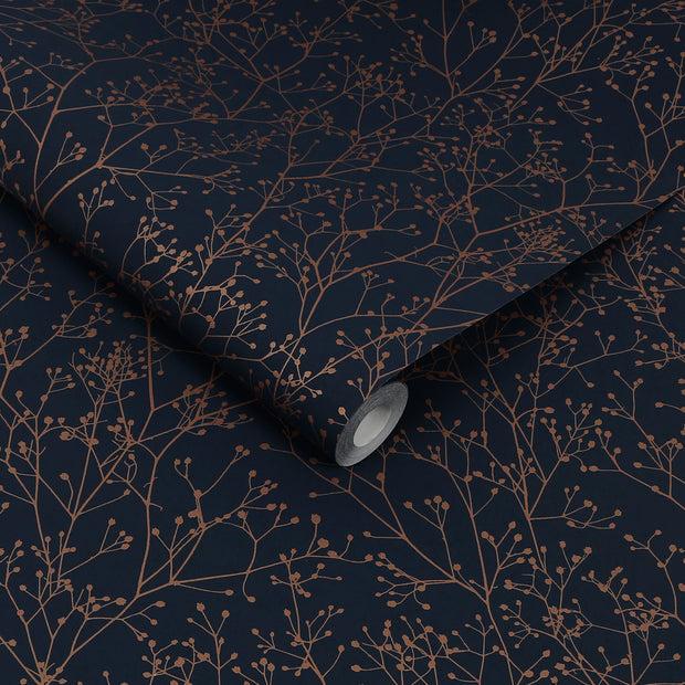 clarissa hulse Gypsophila Wallpaper - Midnight & Copper (120381)