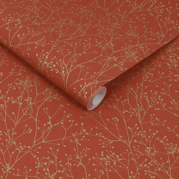 Clarissa Hulse Gypsophila Wallpaper - Paprika & Gold (120401)