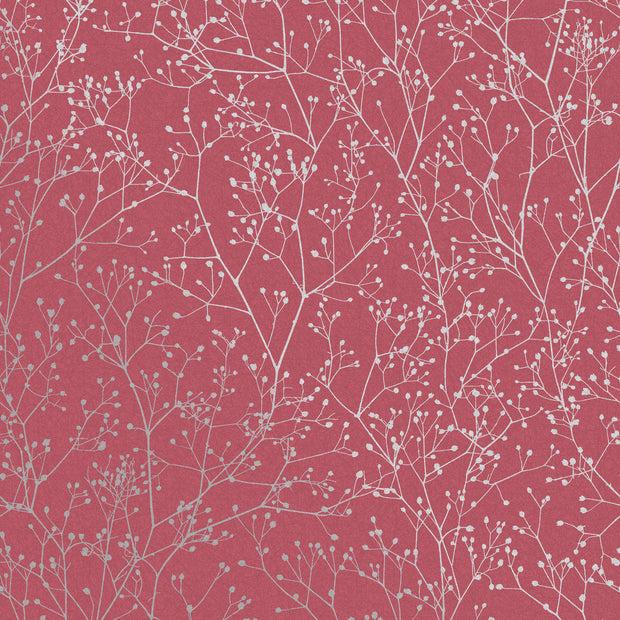 Clarissa Hulse Gypsophila Wallpaper - Raspberry & Silver (120398)