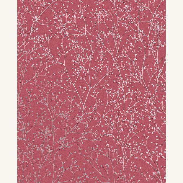 Clarissa Hulse Gypsophila Wallpaper - Raspberry & Silver (120398)