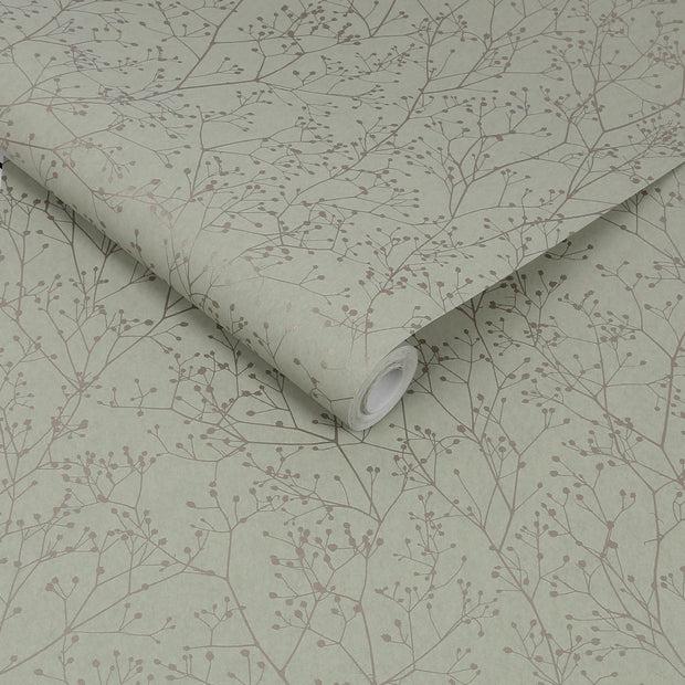 Clarissa Hulse Gypsophila Wallpaper - Spring Green & Silver (120388)
