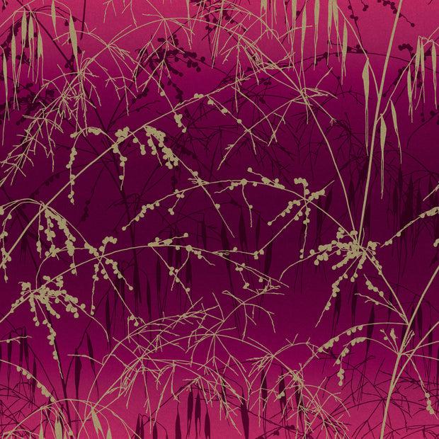 Clarissa Hulse Meadow Grass Wallpaper - Damson & Soft Gold (120396)