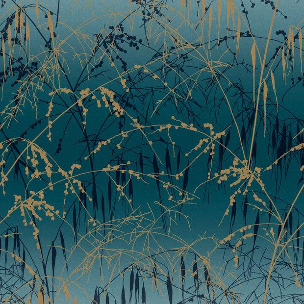 Clarissa Hulse Meadow Grass Wallpaper - Teal & Soft Gold (120391)