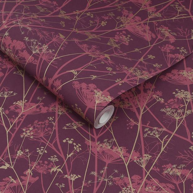 Clarissa Hulse Wild Chervil Wallpaper - Damson & Gold (120397)