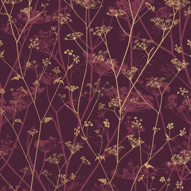 Clarissa Hulse Wild Chervil Wallpaper - Damson & Gold (120397)