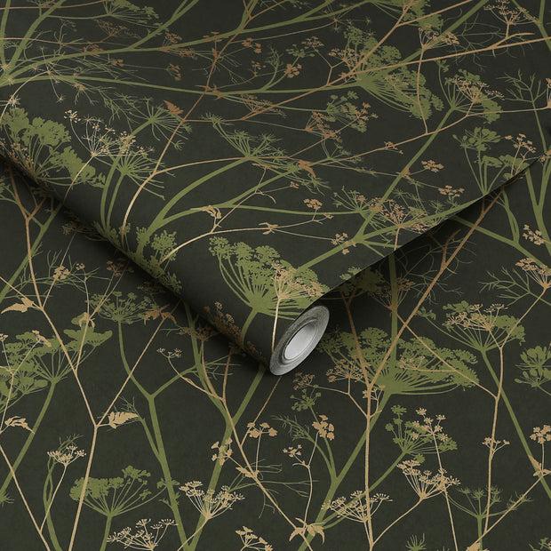 clarissa hulse Wild Chervil Wallpaper - Sage & Gold (120385)