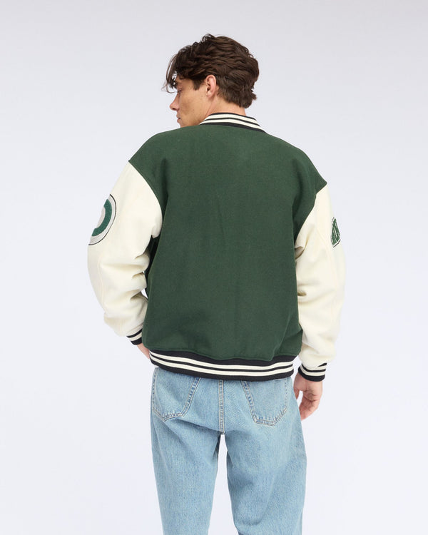 Clark Jeans Annivarsity Jacket - Green Patched