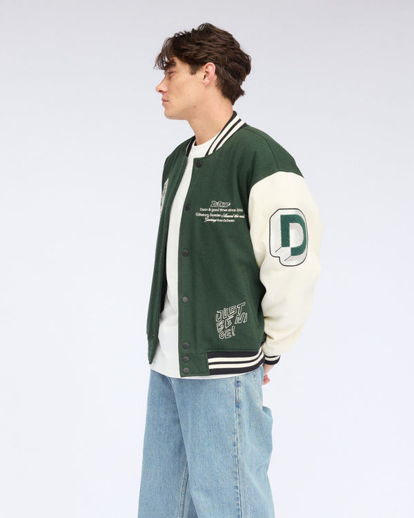 Clark Jeans Annivarsity Jacket - Green Patched