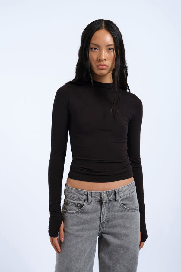 Clark Jeans Aria Long Sleeve Top - Black