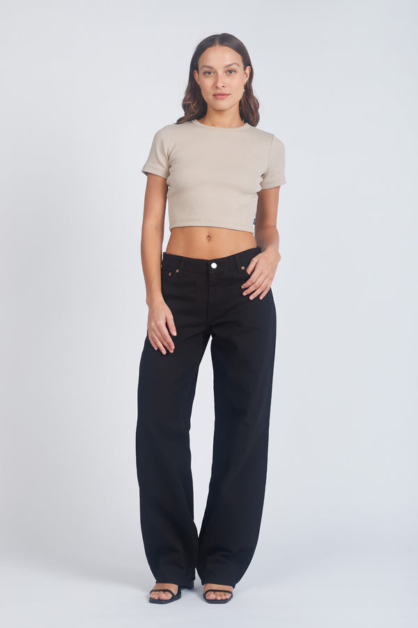 Clark Jeans Nina Rib Top - Pale Taupe