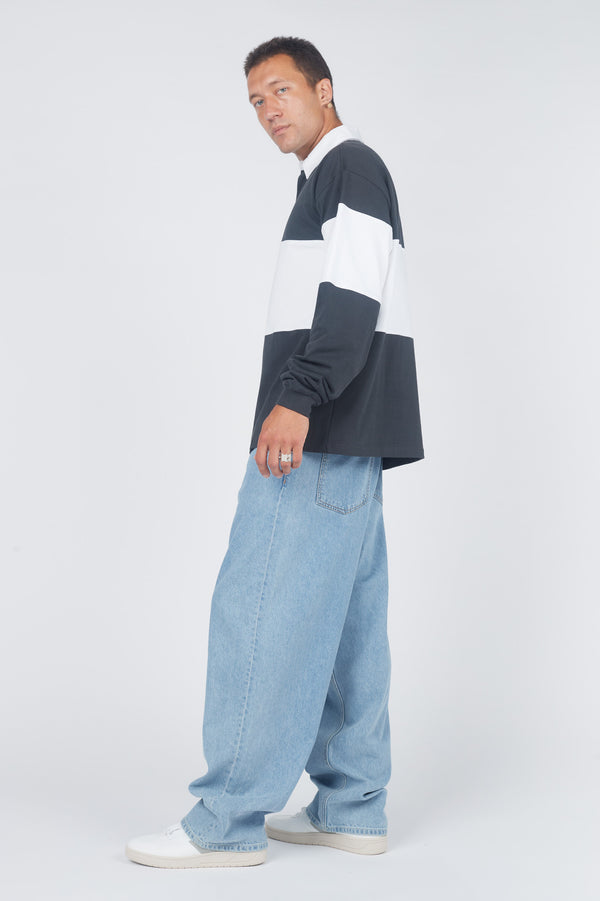 Clark Jeans Reno Long Sleeve Rugby - Graphite