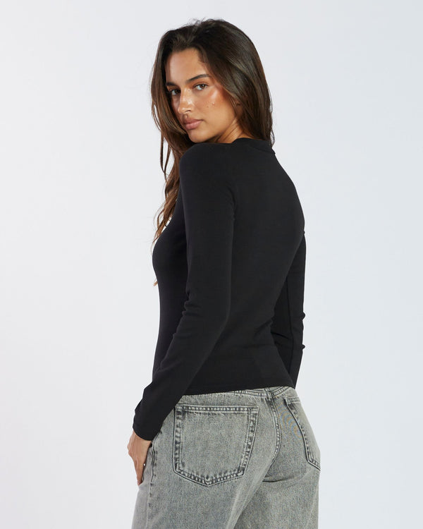 Clark Jeans Stella Long Sleeve Top - Black