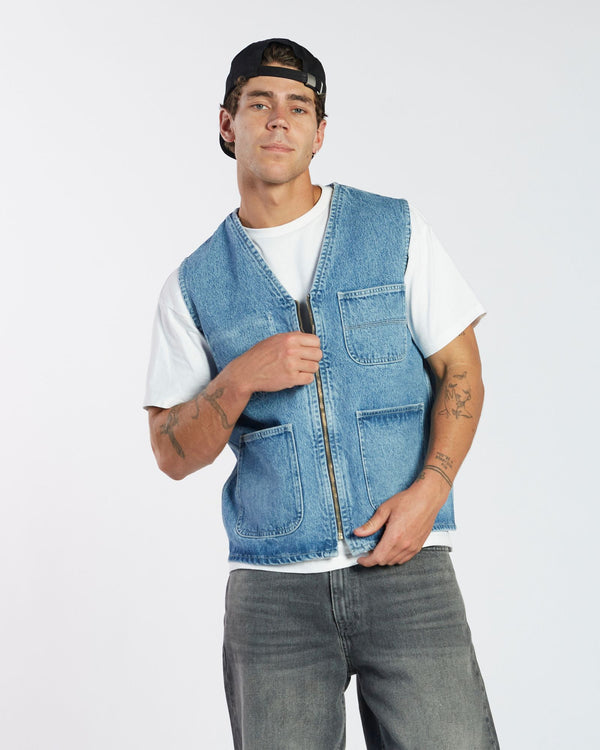 clark jeans Denver Worker Vest - Stream Sky Retro Contrast