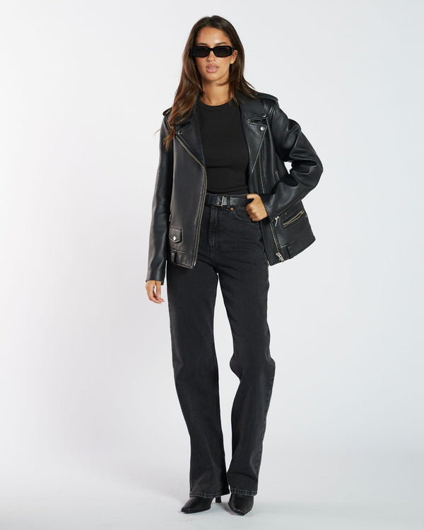 Clark Jeans Echo Straight Jeans PETITE - Tar Retro Black