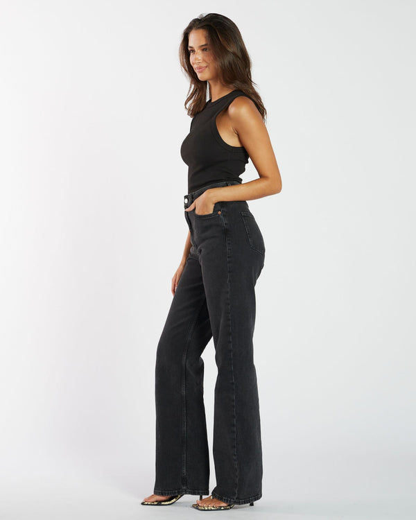 Clark Jeans Echo Straight Jeans PETITE - Tar Retro Black