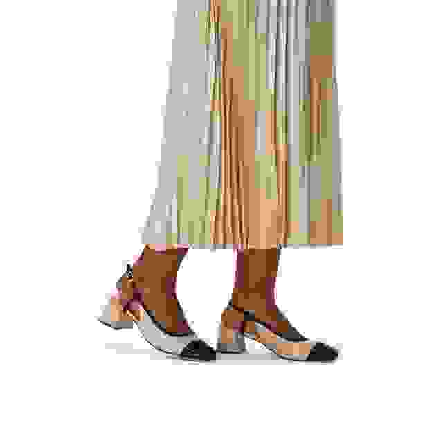 Clarks Nyta 45 Sling Sand Combination Leather